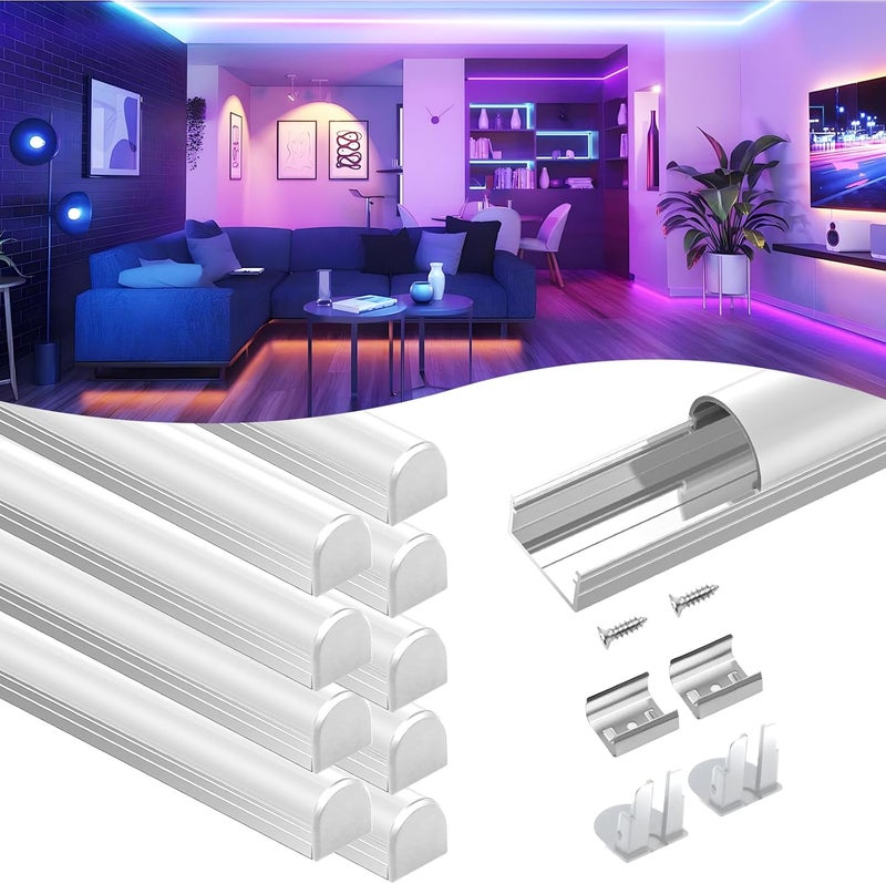 VST 10Pack 3.3FT/1M Excellent Spotless LED Channel System with Milky White Cover Silver Aluminum U Shape LED Channel for LED Strip Lights - Image 1